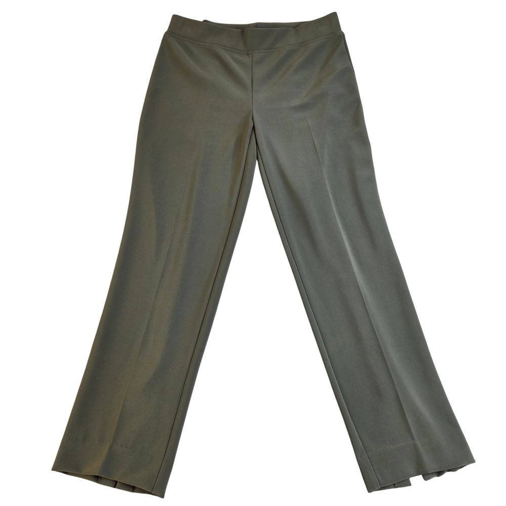Joseph Ribkoff Straight Leg Pants Women 12 Olive Green Split Hem Travel 143105F